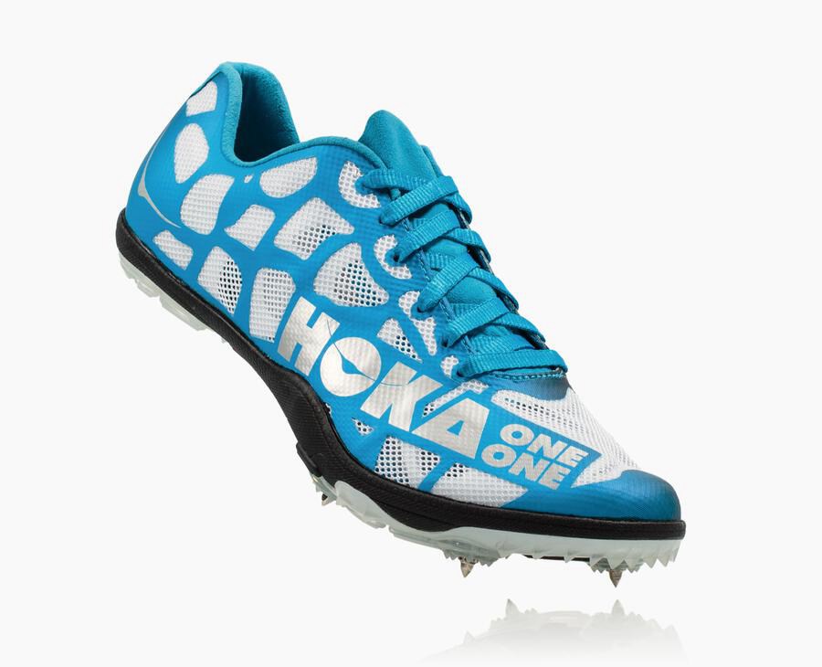 Hoka One One Spikes Mens White/Blue - Rocket X - 53290YUPJ